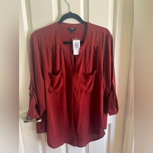 NWT Harper Georgette pullover 3/4 sleeve top…Rich Brown…size 1.
